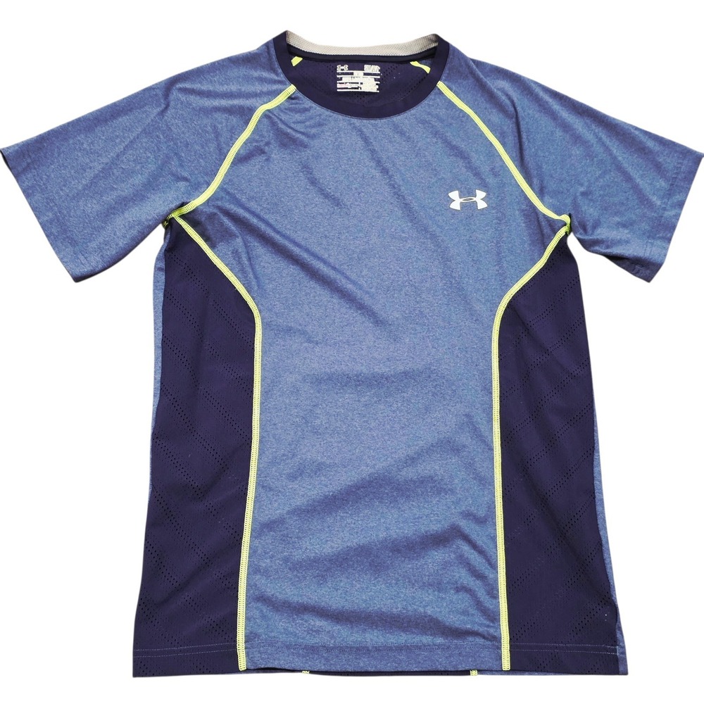 Under Armour HeatGear Fitted Short-Sleeve T-Shirt Mens Small Blue Activewear
